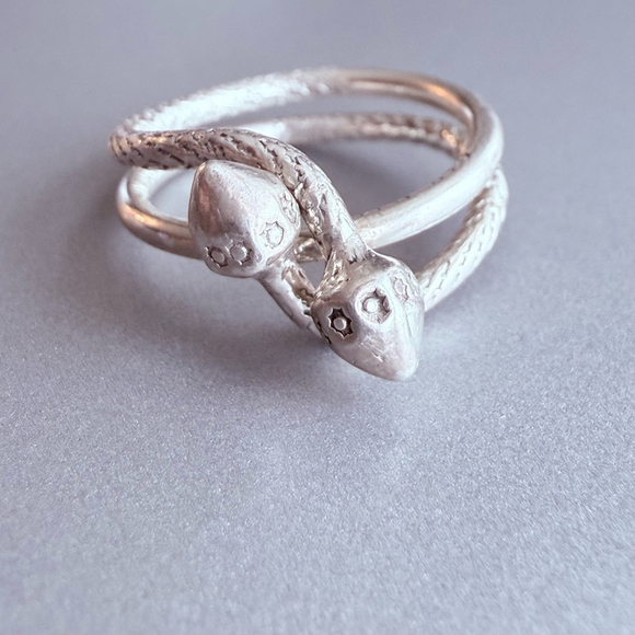 Serpent Intertwined Dueling Snakes Sterling Silver 925 Jamaican Ring Vintage